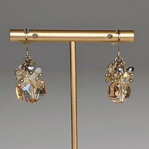 Sparkling Champagne Beaded Drop Earrings